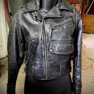 1950s Horsehide Leather Jacket Moto Biker XXS